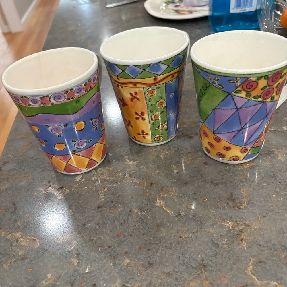 Sango Multicolor Patterned Cups